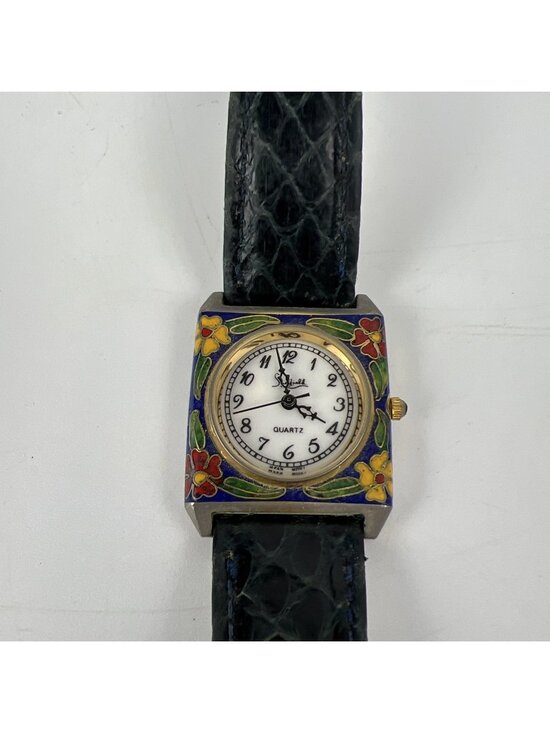 Cloisonné Accessories - Vintage Cloisonné Enamel Women’s Watch 32mm Gold Plated Untested